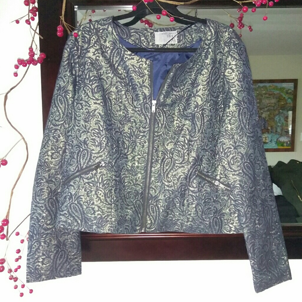 NWT TEAL Ruff Hewn Zippered Blazer, XL